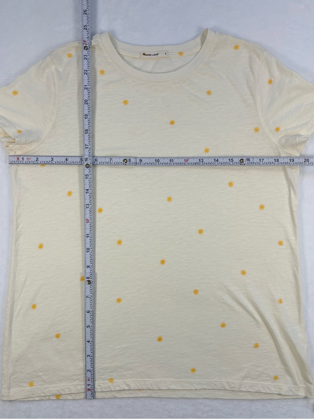 MARINE LAYER Sunshine Sun Print Cream Cotton Modal T-Shirt Tee Small - Picture 8 of 8